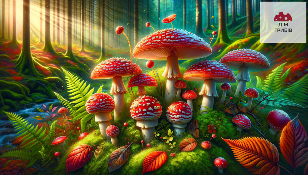 Wonderful fly agarics in the store